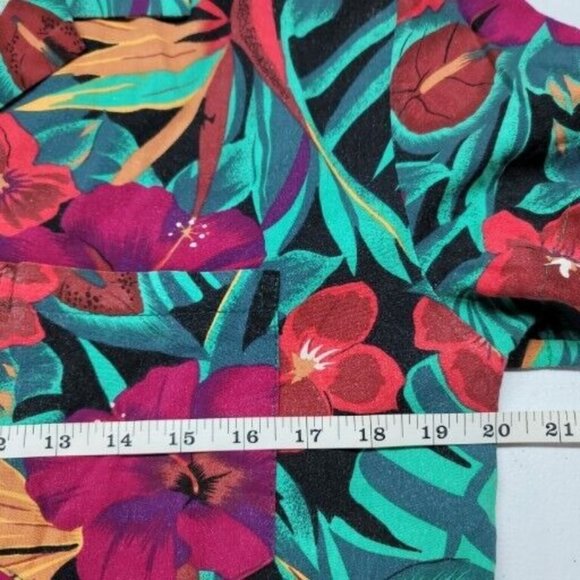 VTG Teddi Sport Women’s Hawaiian Floral Button Up Shirt LG Tropical Blouse 80’s - Picture 10 of 10